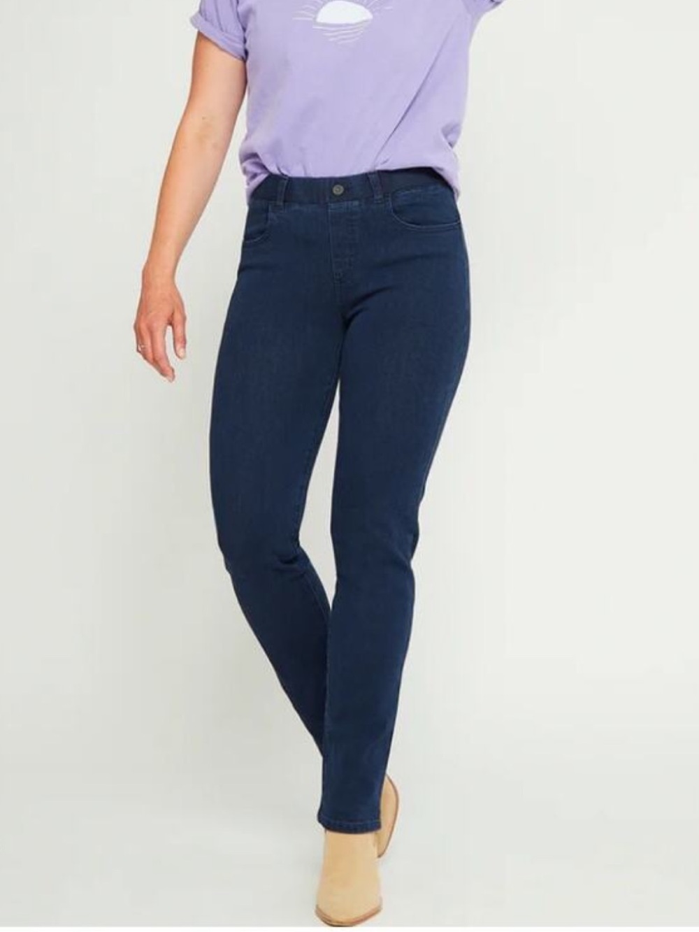 Betabrand Dark Blue Classic Straight Leg Denim Yoga Pants 2XL LONG W0626